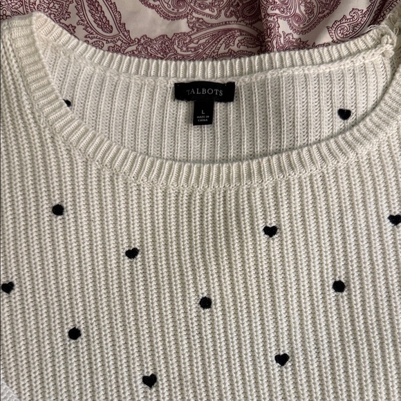 Talbots Cream Sweater with Black Dots - Picture 3 of 6